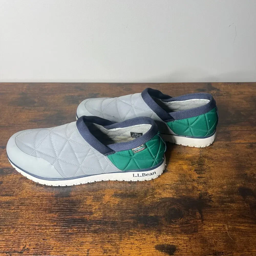 L.L.‎ Bean Ultralight PrimaLoft Slip-Ons Green Grey Men's 12 Medium *No Insert*